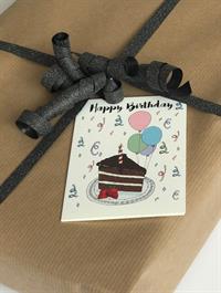  Mouse & Pen Kort - Happy birthday, Cake (A7)